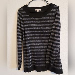 Women's Michael Kors Black & Silver Striped Sweater, Sz M
